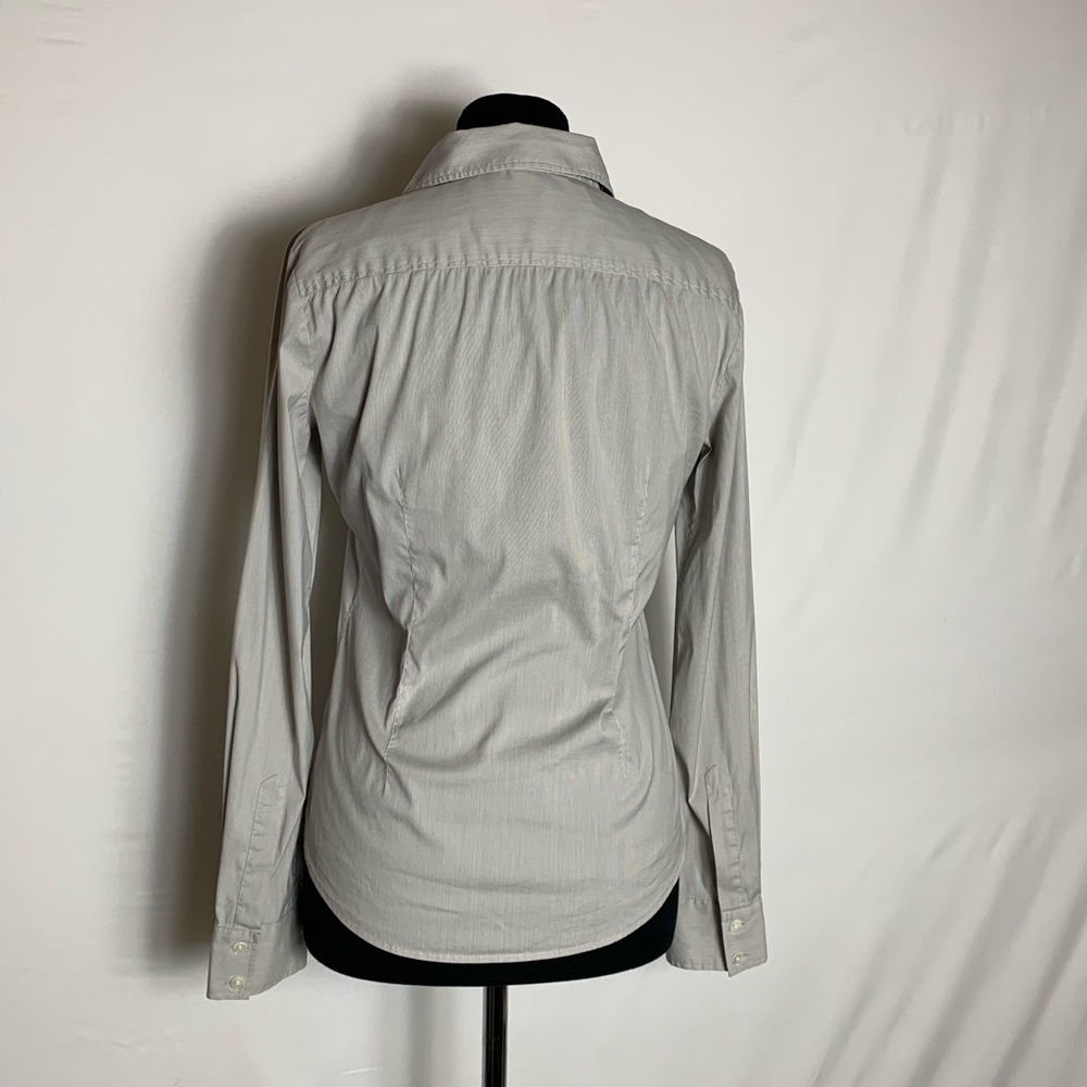 Theory Stripe Button-Up Long Sleeve Blouse Size M - Picture 4 of 9